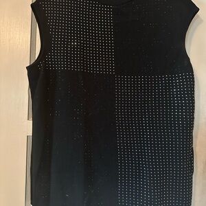 Escada Black and Silver Bejeweled Soft Wool Vest